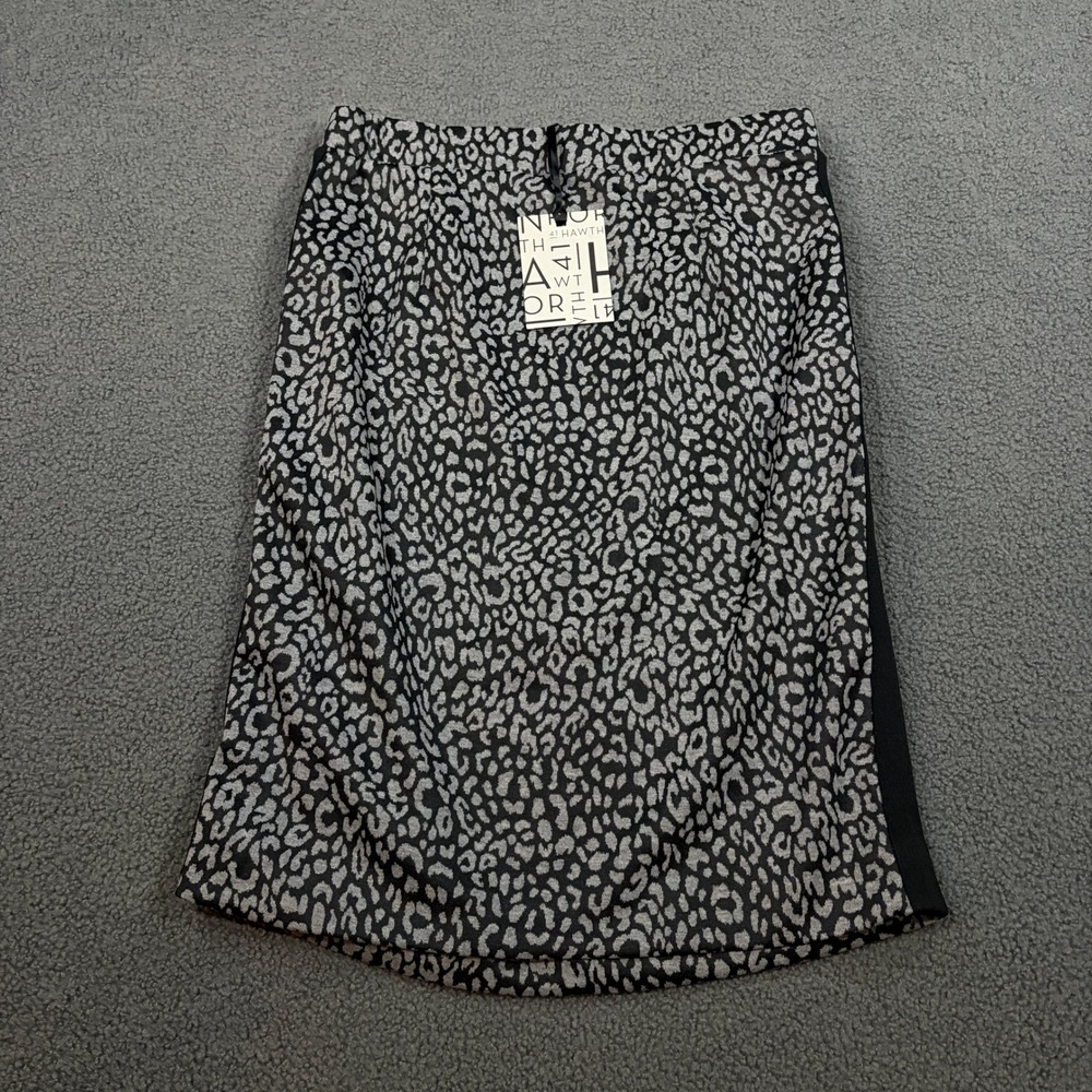 41 Hawthorn Skirt Women M Grey Leopard Print WK20011 Pencil Stretch Career